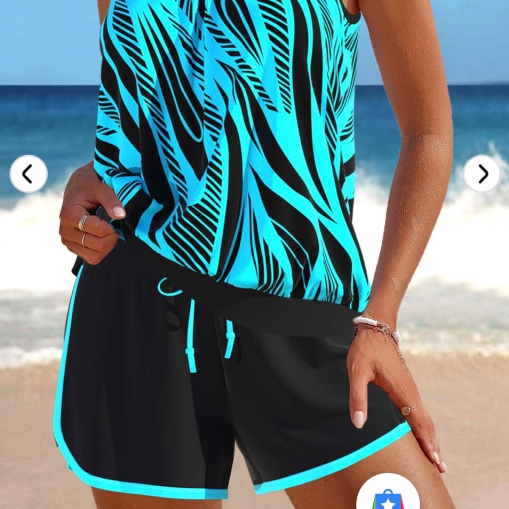 Patchwork Geometric Print Tankini Set